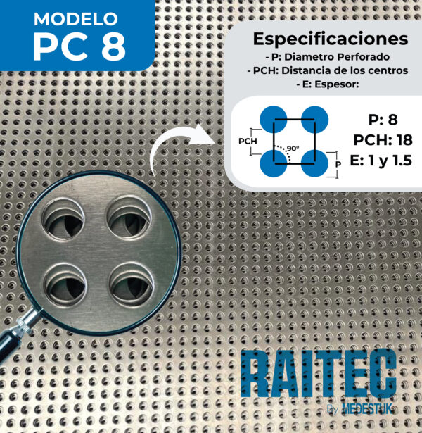 PC 8 de 1x2m<br>Espesor [1.0 - 1.5mm]<br>Plancha Perforada - Imagen 2