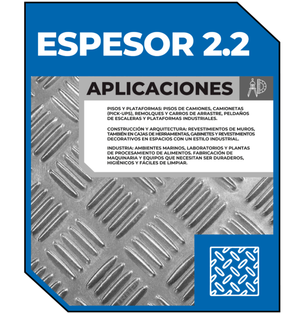 Aluminio Diamantado Espesor 2.2mm - Imagen 2